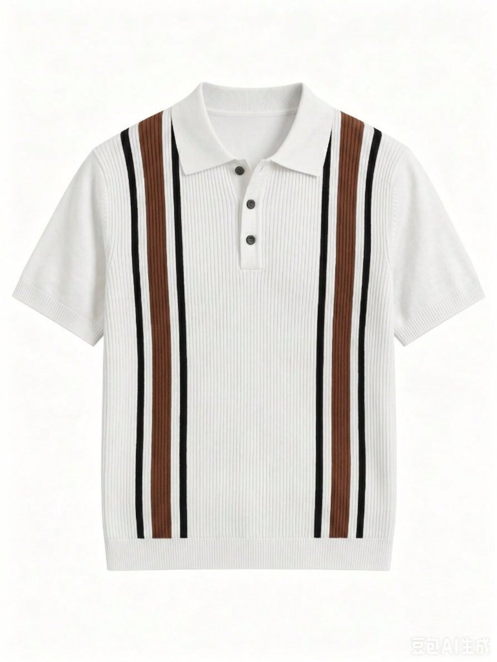 White Casual Men's Sports Regular Fit Striped Polo T-Shirt Top - Picture 5 of 5